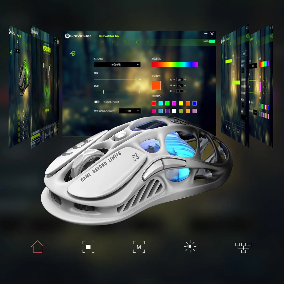 Gravastar Mercury M1 Pro Wireless Gaming Mouse, 26,000 DPI PAW3395DM Sensor, Magnesium Alloy, 5 Programmable Buttons RGB