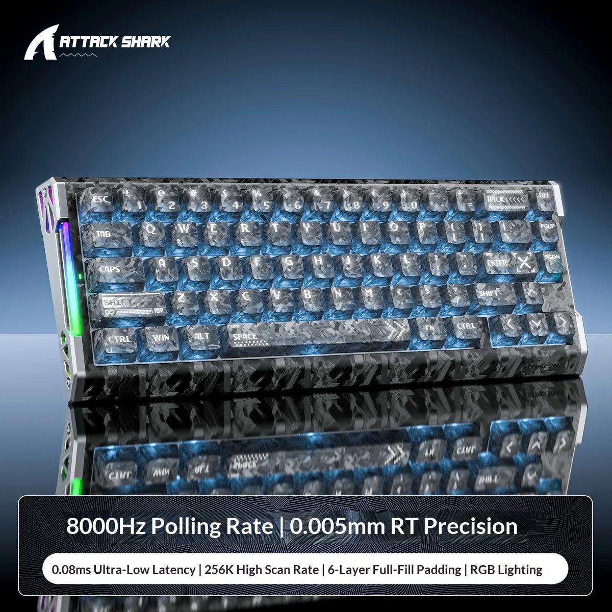ATTACK SHARK Teclado Magnetico R68HE Polling Rate 8K