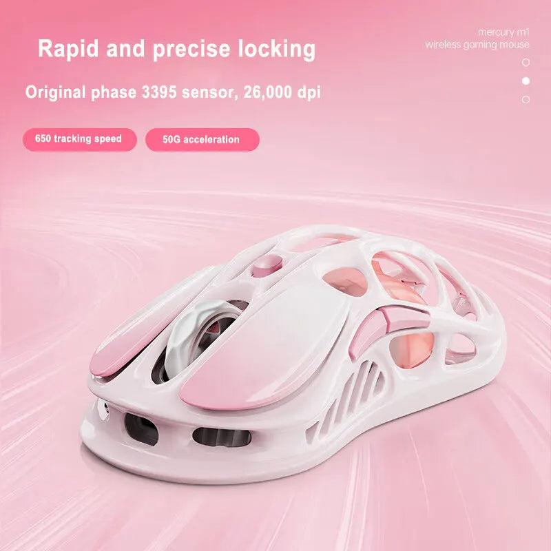 GravaStar Wireless Mouse Wired the Third Mock Examination Game Mouse Lightweight Hollow Long Endurance RGB Rose Powder