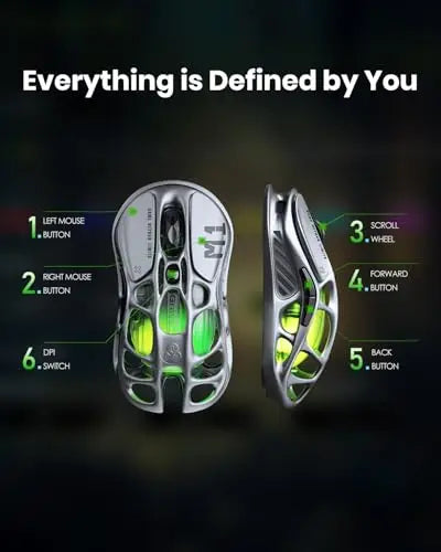 Gravastar Mercury M1 Pro Wireless Gaming Mouse, 26,000 DPI PAW3395DM Sensor, Magnesium Alloy, 5 Programmable Buttons RGB