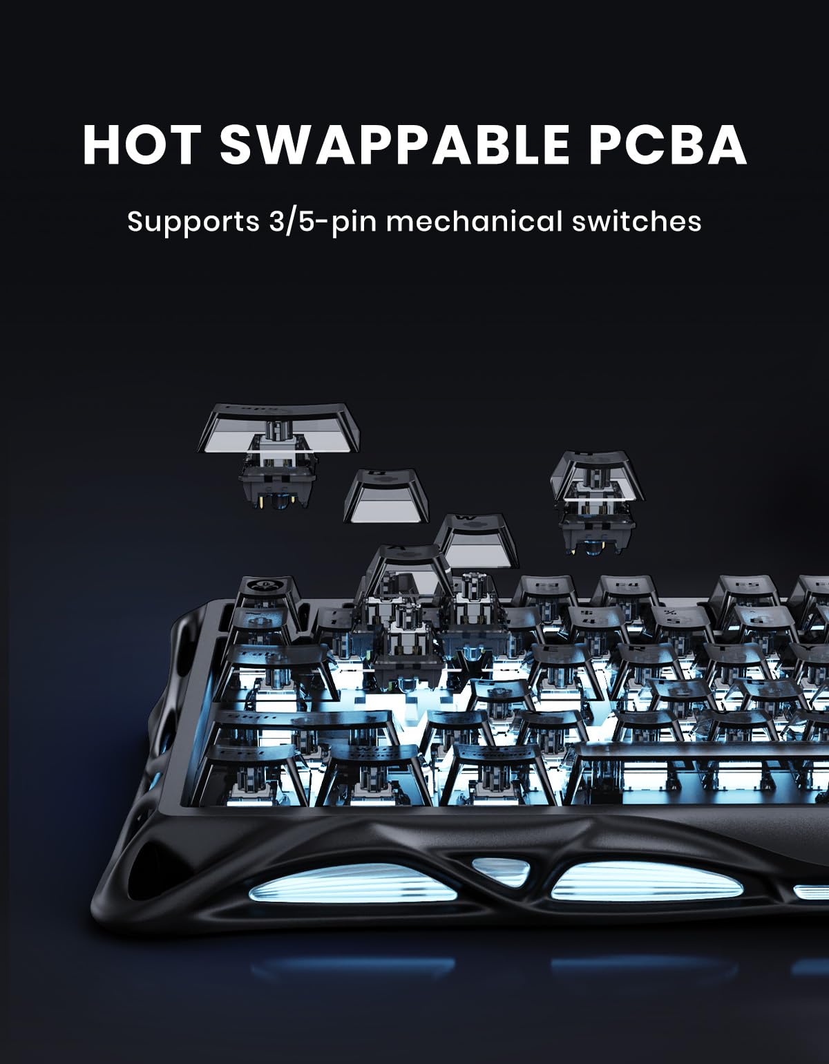 GravaStar Mercury K1 75% Wireless Mechanical Gaming Keyboard RGB Backlit