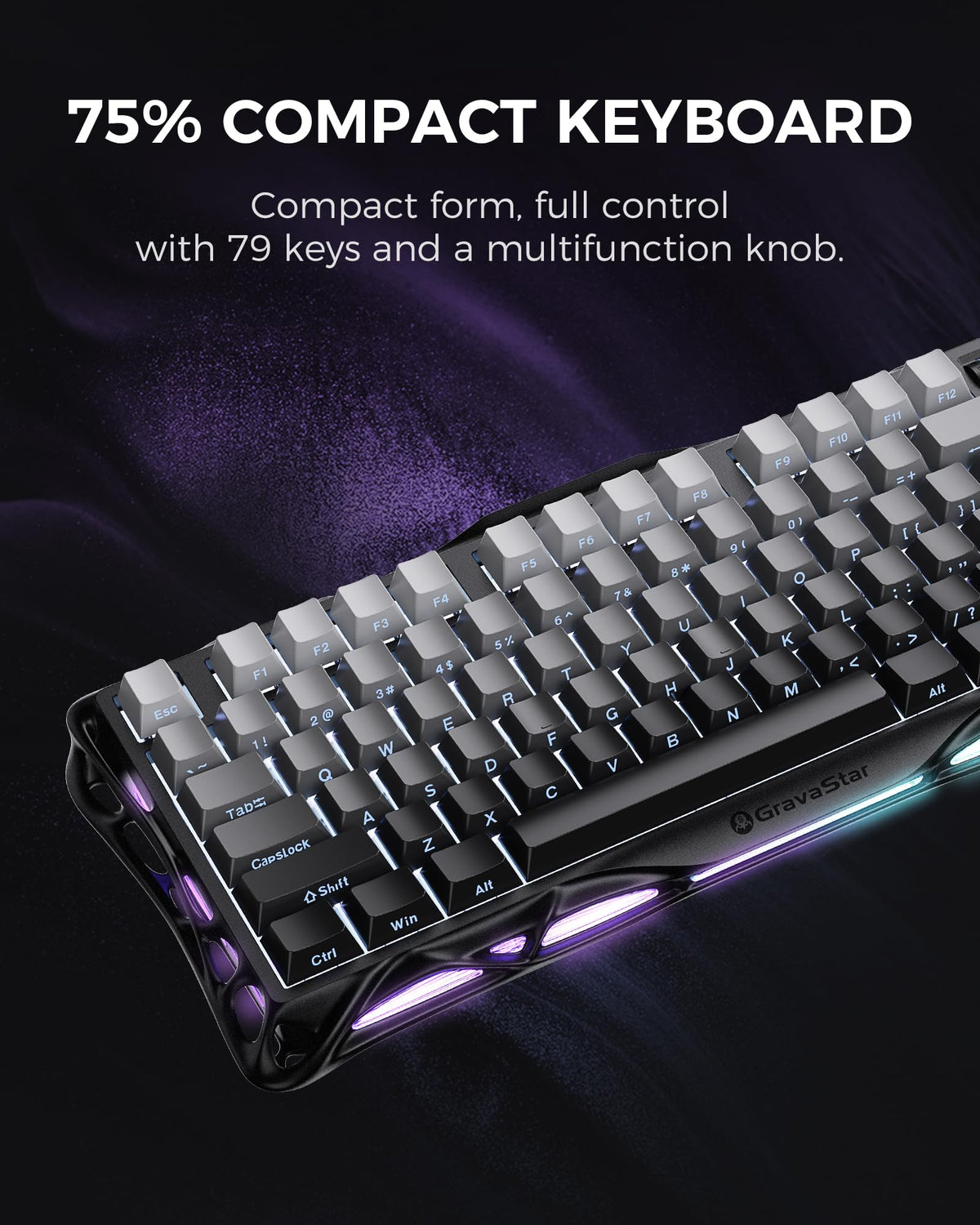 GravaStar Mercury K1 75% Wireless Mechanical Gaming Keyboard RGB Backlit