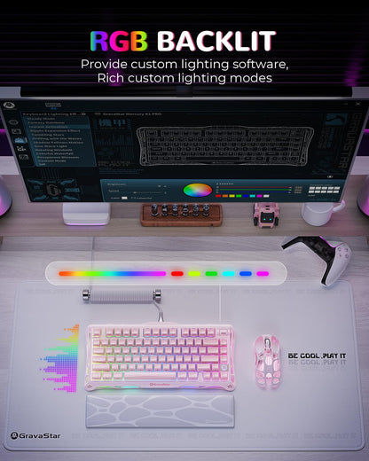 GravaStar Mercury K1 75% Wireless Mechanical Gaming Keyboard RGB Backlit