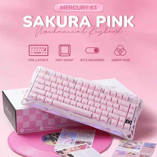 GravaStar Mercury K1 75% Pink Wireless Keyboard