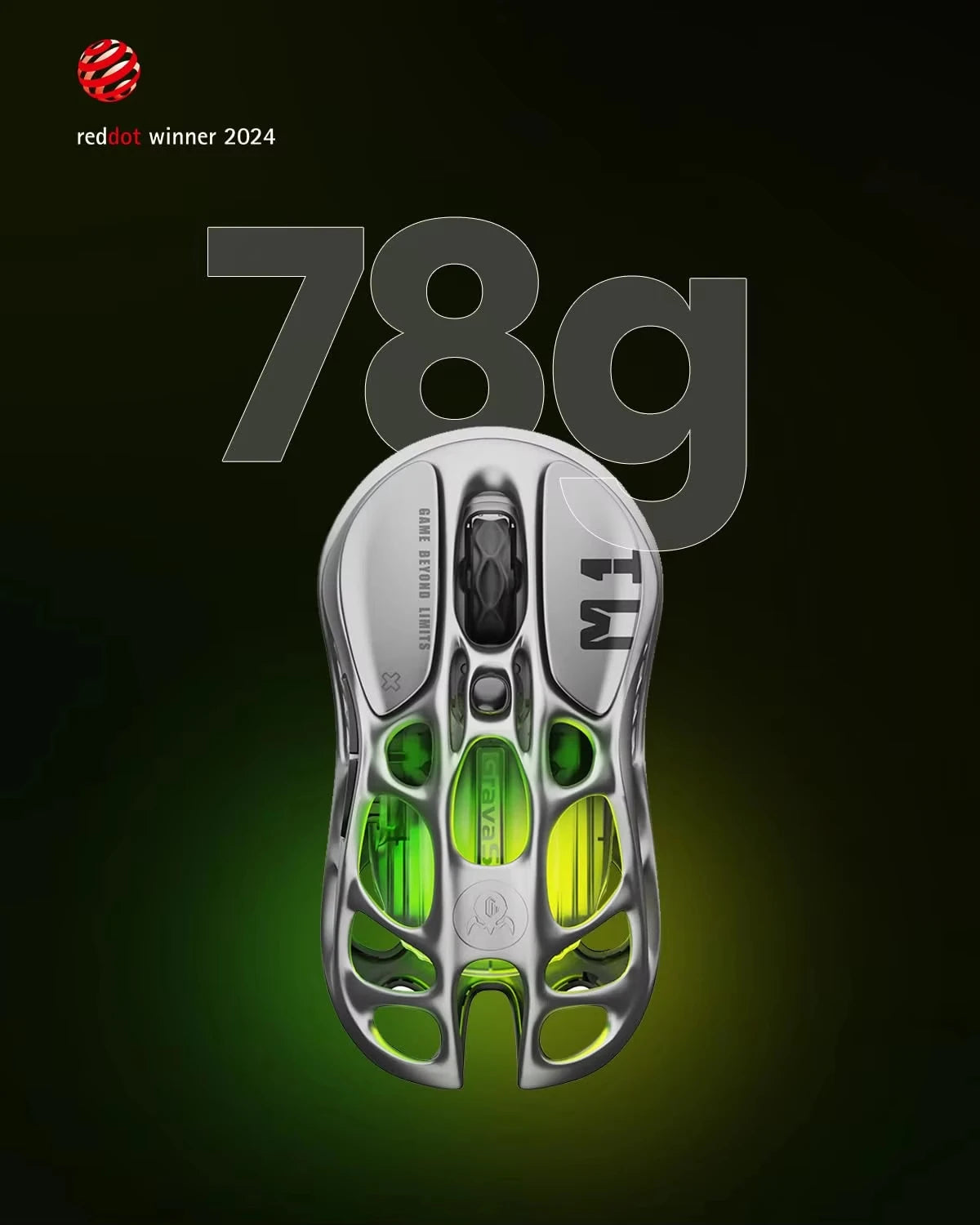 Gravastar Mercury M1 Pro Wireless Gaming Mouse, 26,000 DPI PAW3395DM Sensor, Magnesium Alloy, 5 Programmable Buttons RGB