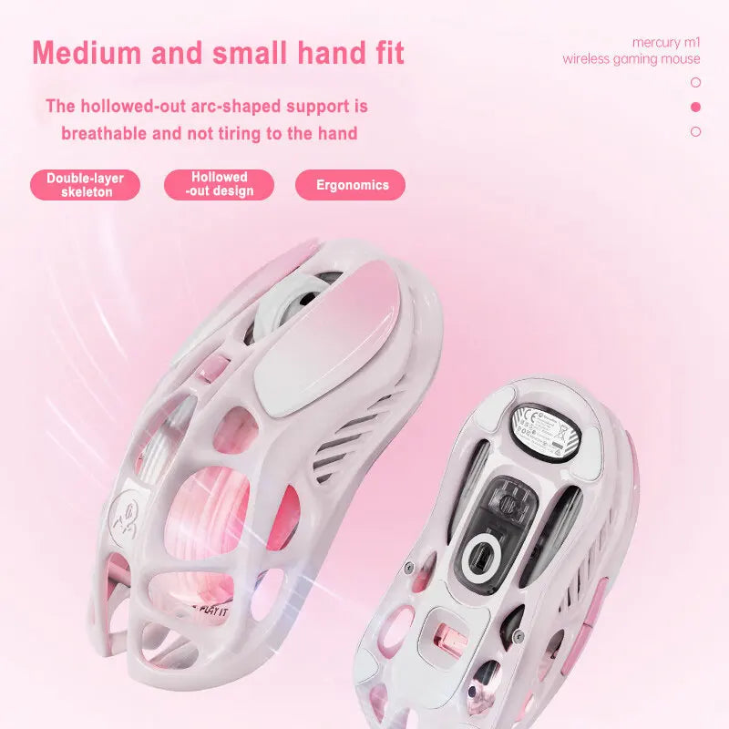 GravaStar Wireless Mouse Wired  the Third Mock Examination Game Mouse Lightweight Hollow Long Endurance RGB Rose Powder