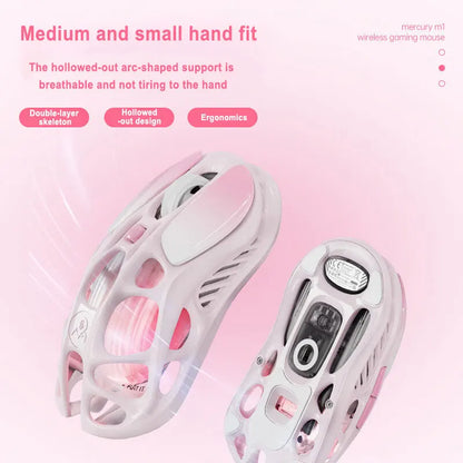 GravaStar Wireless Mouse Wired  the Third Mock Examination Game Mouse Lightweight Hollow Long Endurance RGB Rose Powder