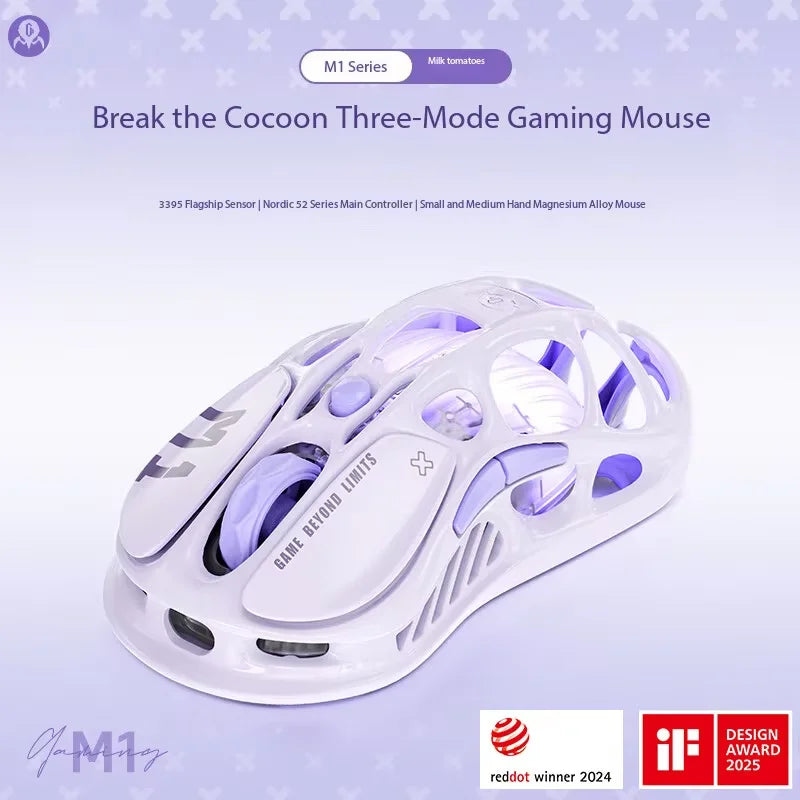 Mouse GravaStar M1 Pro Sensor  PAW3395  Color Azul y Purpura